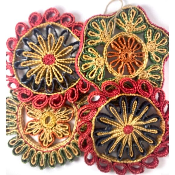 unbranded Other - 4 Vintage Woven Straw Trivets Multicolor Rattan Braided Rafia Hot Pads Hot Dish
